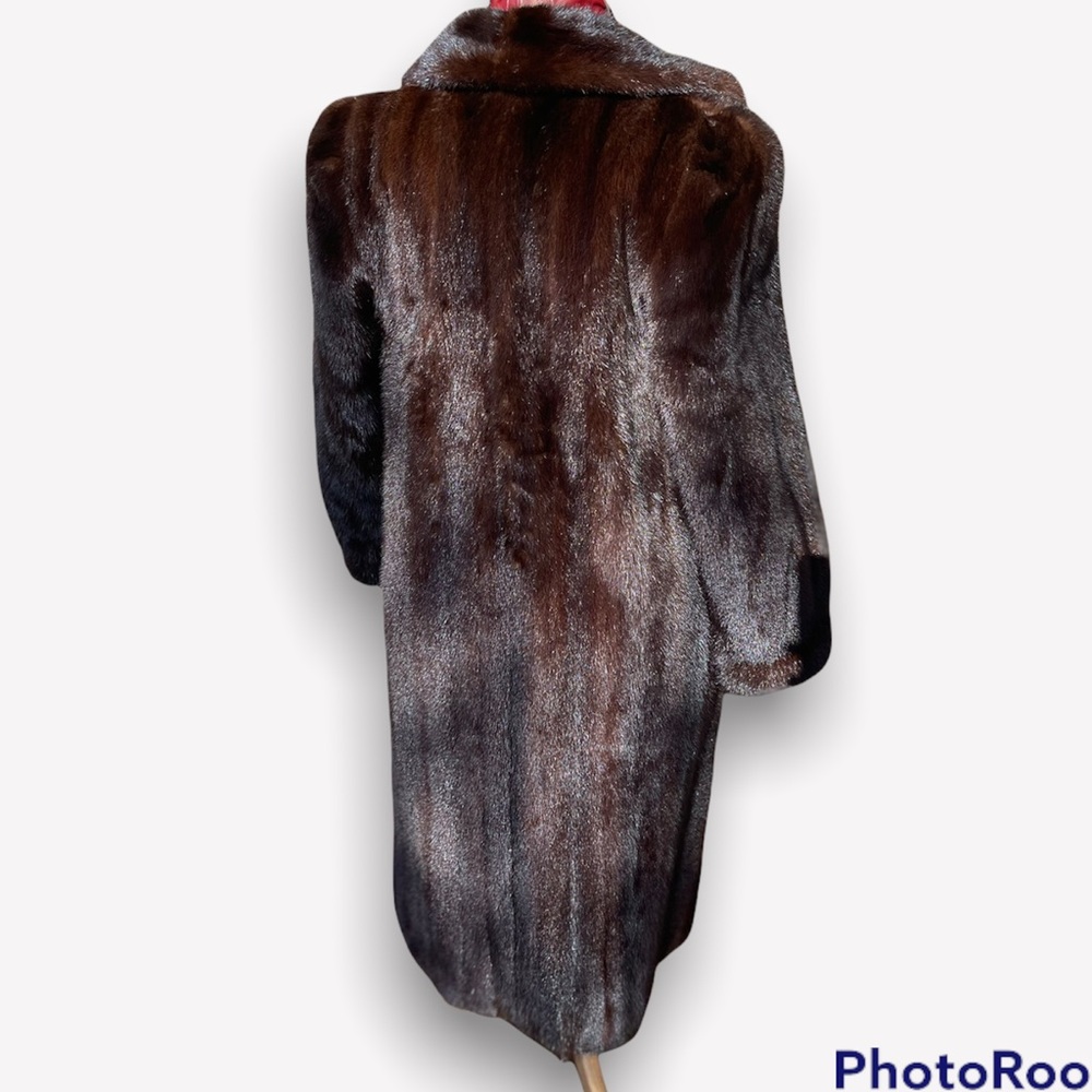 VINTAGE FINLAND MINK GENUINE FUR COAT MAHOGANY BROWN ELEGANT EVANS FURS MAY CO.